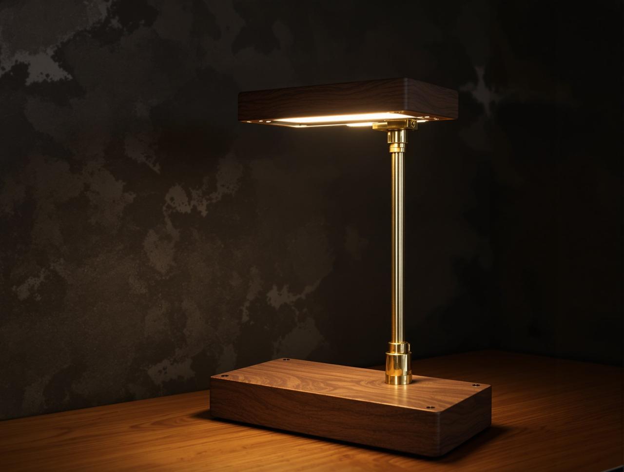 黄铜铆接木制台灯 · 工业混搭